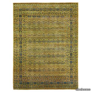 Green Transitional Wool Silk Blend Rug