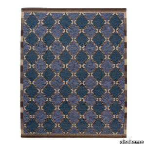 Blue Flatweave Wool Cotton Blend Rug