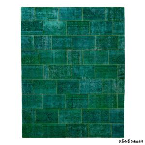 Green Patchwork Wool Rug