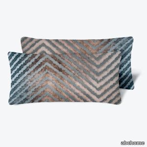 Set of 2 Mini Chevron Velvet Pillow, Gunmetal