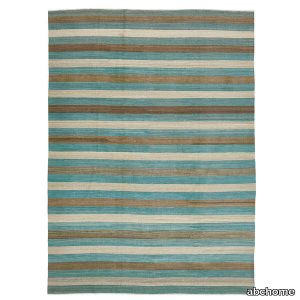 Blue Turkish Flatweave Wool Rug