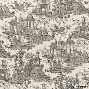 Coal Scenic Printed Fabric