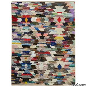 Multicolored Moroccan Wool Cotton Blend Rug