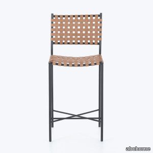 Houston Woven Leather Counter Stool