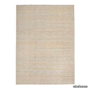 Beige Contemporary Tibetan Wool Silk Blend Rug