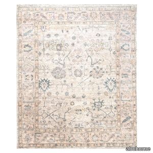 Beige Traditional Oushak Silk Rug