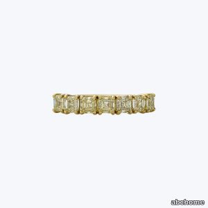 Contemporary 18K Yellow Gold Asscher Cut Diamond Half-Hoop Band