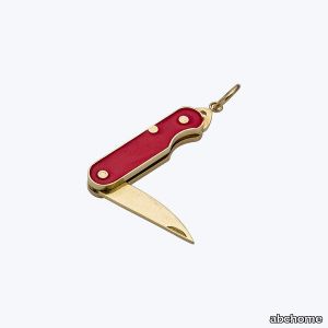 Vintage 14K Yellow Gold and Enamel Pocket Knife Charm