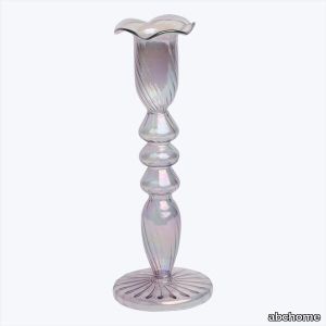 Tulip Glass Candlestick, Purple