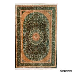 Green Antique Qum Silk Persian Rug