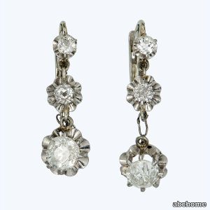 French Art Deco Diamond Dangle Earrings