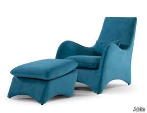 AMELIE - Leather armchair with armrests and footstool _ Able