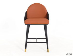 AURORA - High leather stool with back and footrest _ Able