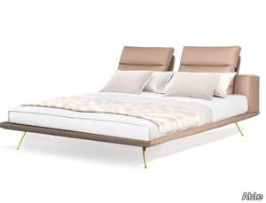 CARLTON - Leather double bed with upholstered headboard _ Able