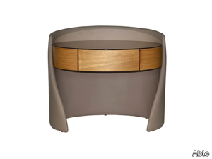 HUG - Oval leather bedside table with drawers _ Able