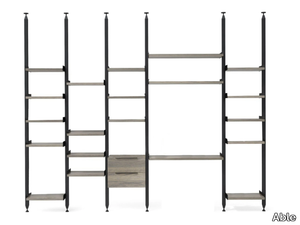 MILLIE - Floor-ceiling mounted aluminium and wood bookcase _ Able