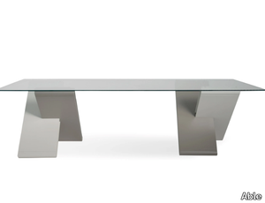 BRADLEY - MDF with glass tabletop dining table _ Able