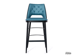 DEVY - High tufted leather stool with back _ Able