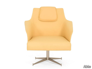 KARL - Leather armchair with 4-spoke base, armrests and headrest _ Able