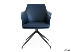 KARL DC - Trestle-based leather chair with armrests _ Able