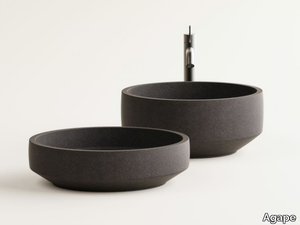 CENOTE LAVA - Countertop round lava stone washbasin _ Agape