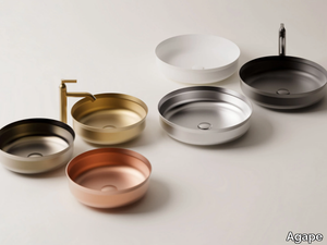 UNDICI INOX - Countertop round steel washbasin _ Agape