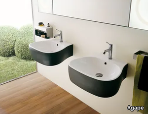 PEAR - Wall-mounted ceramic washbasin _ Agape