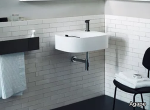 NIVIS - Wall-mounted rectangular Cristalplant® washbasin _ Agape