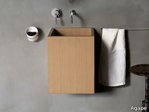 CUBE - Wall-mounted square multi-layer wood washbasin _ Agape