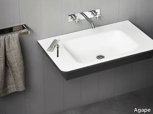 NOVECENTO XL - Wall-mounted rectangular Cristalplant® washbasin _ Agape