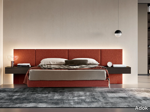 MODULA - Fabric double bed with upholstered headboard _ Adok