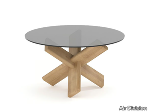 AXIS - Round wood and glass table _ Air Division