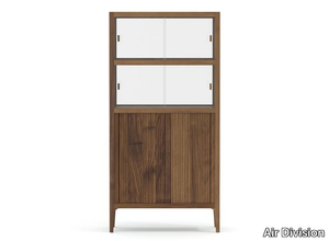 PERRY - Wood and glass highboard with sliding doors _ Air Division