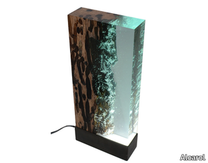 WATER BRIGHT - LED oak and resin table lamp _ Alcarol