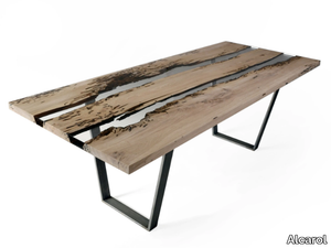 CHIMENTI RIVER - Rectangular oak and resin table _ Alcarol