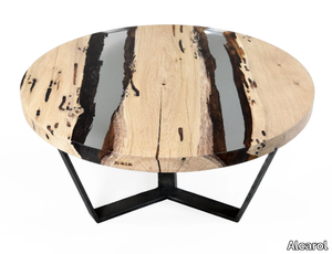 CHIMENTI - Round oak and resin coffee table _ Alcarol