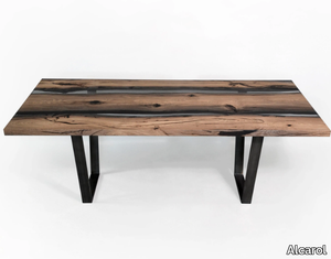 WETLAND STREAMS - Rectangular oak and resin dining table _ Alcarol