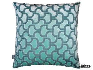 DIGBY VELVET Aqua Shades - Square motif cushion _ Aldeco