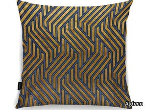 MODERNIST JACQUARD VELVET Gold Over Blue - Square cushion _ Aldeco