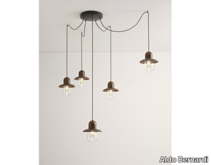 GUINGUETTE - ROUND MULTIPLE CANOPY - Brass pendant lamp _ Aldo Bernardi