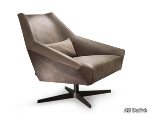 OLIVIA - Swivel leather armchair with 4-spoke base with armrests _ Alf DaFrè