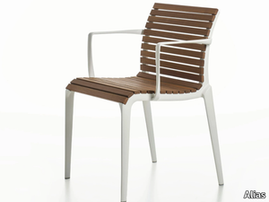 TECH WOOD - M21 - Stackable aluminium and wood chair with armrests _ Alias