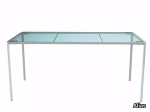 GREEN - 218_O - Rectangular Glass and Stainless Steel garden table _ Alias