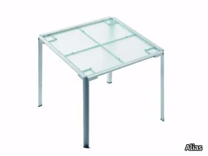 GREEN - 227_O - Square Glass and Stainless Steel garden table _ Alias