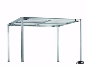 GREEN - 223_O - Square Glass and Stainless Steel garden table _ Alias