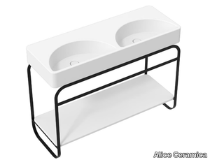 LUNARIS - Double stainless steel console sink with integrated washbasin _ Alice Ceramica