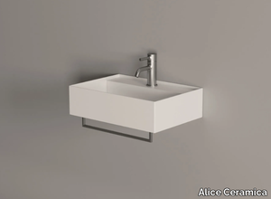 HIDE - Wall-mounted rectangular ceramic washbasin _ Alice Ceramica