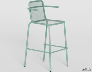 NIZZA - High powder coated steel stool with footrest _ Altek