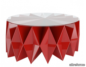 COLLETTO - Low round glass and aluminium coffee table _ altreforme