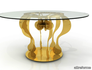 ENIGMA - Round glass and aluminium table _ altreforme